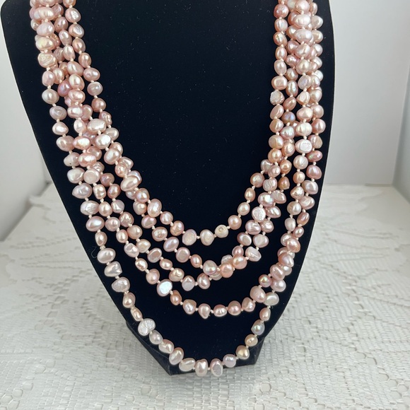 Baroque Blush Genuine Freshwater Pearl Necklace - Picture 10 of 12